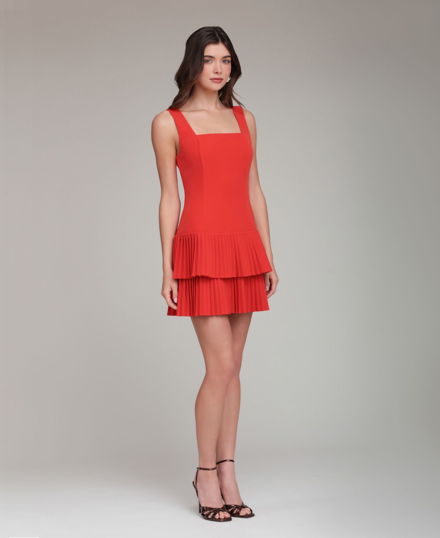 Women's Drop Waist Pleated Tier Mini Dress