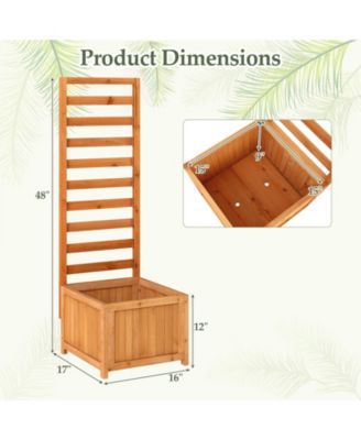 2PCS 48'' Wood Raised Garden Bed w/Trellis Drainage Holes and Gaps for Plants