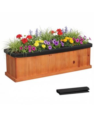 Wood Raised Garden Bed with Drainage Holes and Liner for Flowers Vegetables Herbs