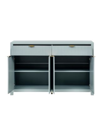 Modern Wood Fluted Console Table, Buffet Sideboard Storage Cabinet with 2 Drawers, 4 Doors and Adjustable Shelves for Living Room