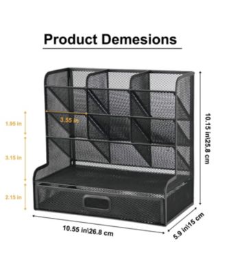 Mesh Pen Holder with Drawer Organizer