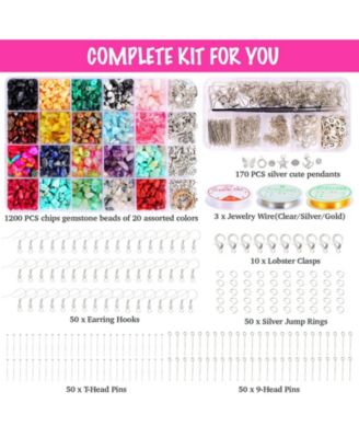Beading Kit 1587 Beads Crystal Pliers Wire Earring Hooks Rings Bracelets Adults
