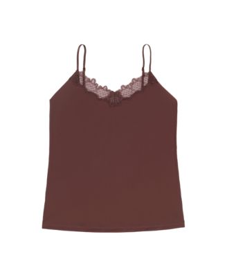Women's Soft Seamless Camisole with Lace Trim