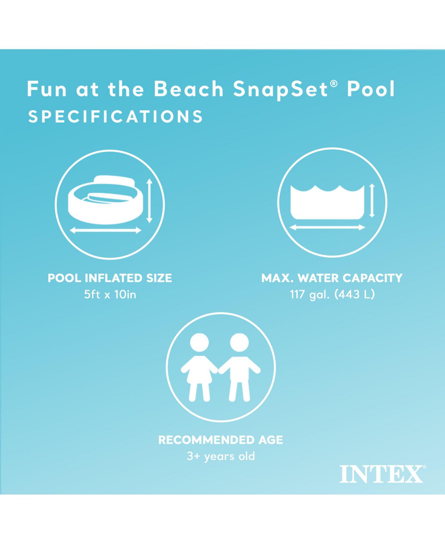 Детский надувной бассейн Intex Beach Days Snapset, 60" x 10", 119 галлонов, от 3 лет — фото 3