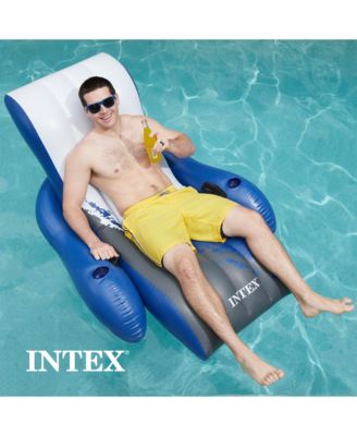 Floating Recliner Inflatable Lake Lounge, Pool Float Chair w/ Cup Holders