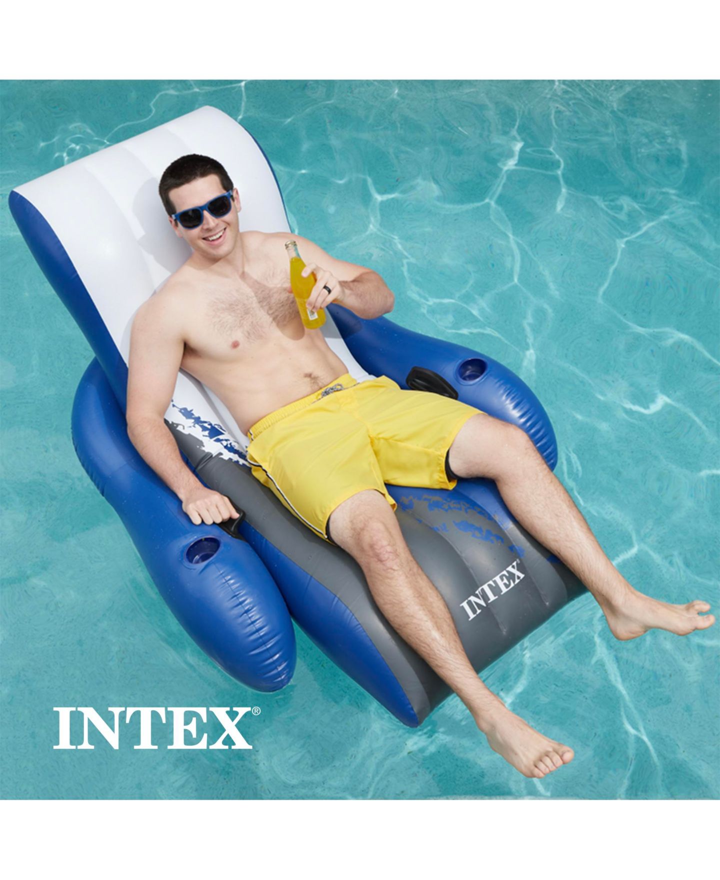 Детская игрушка Intex Floating Recliner Inflatable Cup Holder Lounge Chair, Ages 14 & Up — фото 8