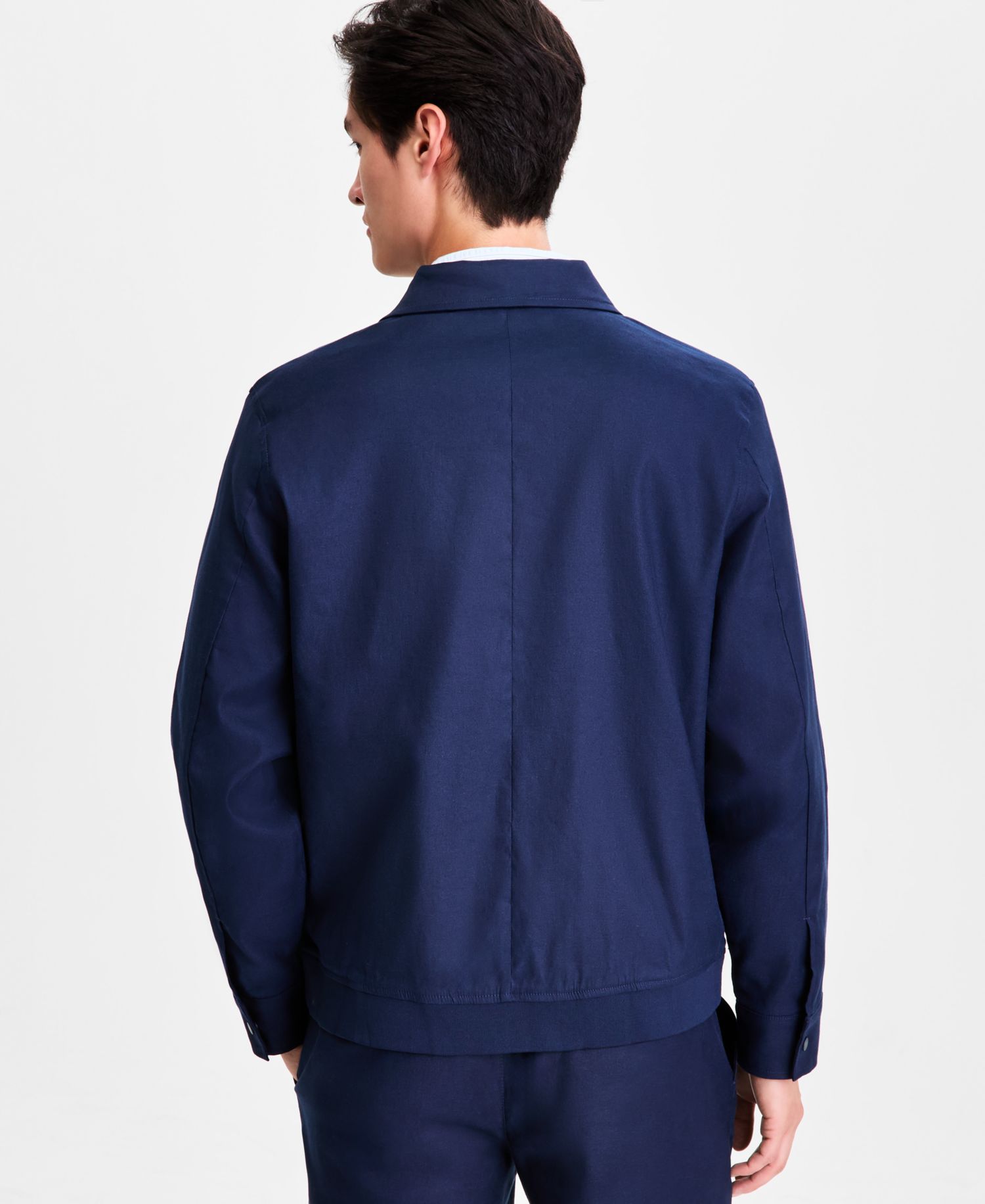 Men's Linen-Blend Tech Bomber Jacket, Macy's Exclusive