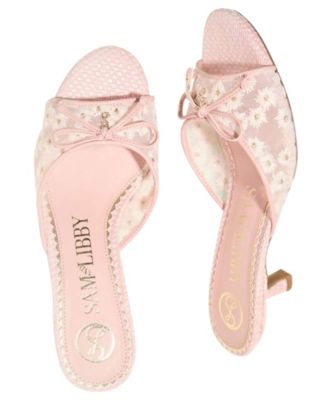 Women's Ollie Floral Mesh Kitten Heel Dress Sandals