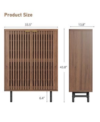 Louvered Shoe Cabinet with Doors, Walnut, 6 Tier Entryway Storage for 24 Pairs