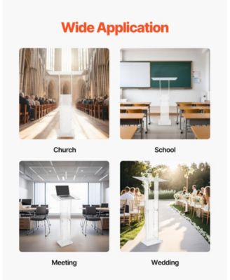 Podium Stand, 50" Acrylic Lectern, Portable Laptop Desk, for Classroom