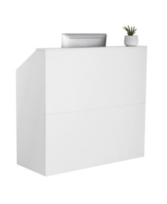 Reception Desk, 46 Inch Rectangular Front Counter Table for Office and Retail Use