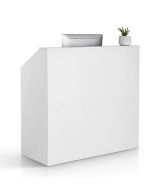 Reception Desk, 46 Inch Rectangular Front Counter Table for Office and Retail Use
