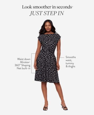 Women's Dot-Print Boat Neck Short-Sleeve Dress