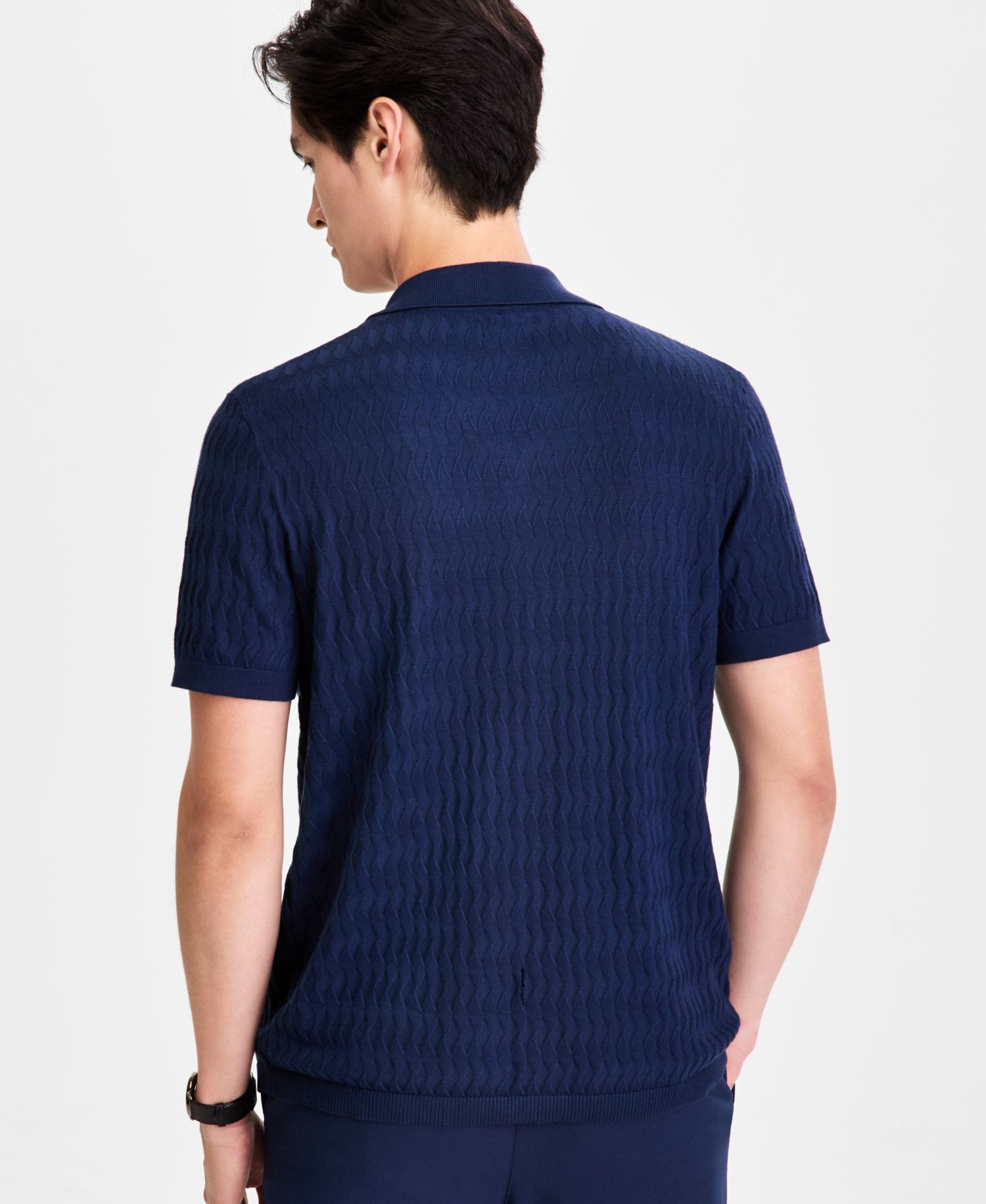 Men's Short-Sleeve Textured Button Down Sweater, Macy's Exclusive