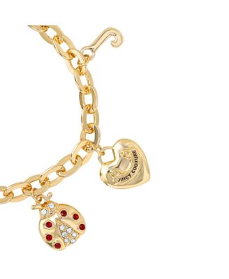 Pearl & Icon Charm Bracelet, Gold Tone Link with Faux Pearls