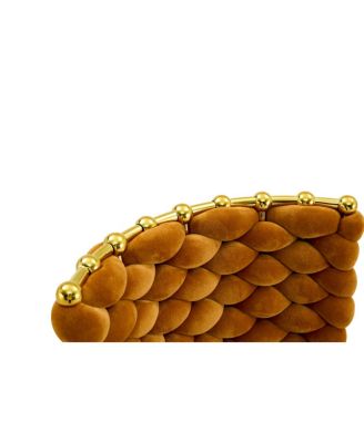 Set of 2 Orange Velvet Dining Chairs with Gold Legs & Woven Rope Backs