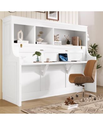 Twin Size Murphy Bed with Desk and Storage Shelves