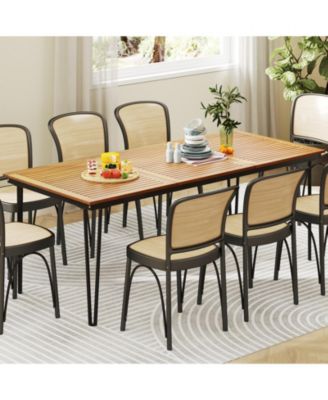 79'' Outdoor Dining Table 8-Person Table w/ 1.9'' Umbrella Hole Patio