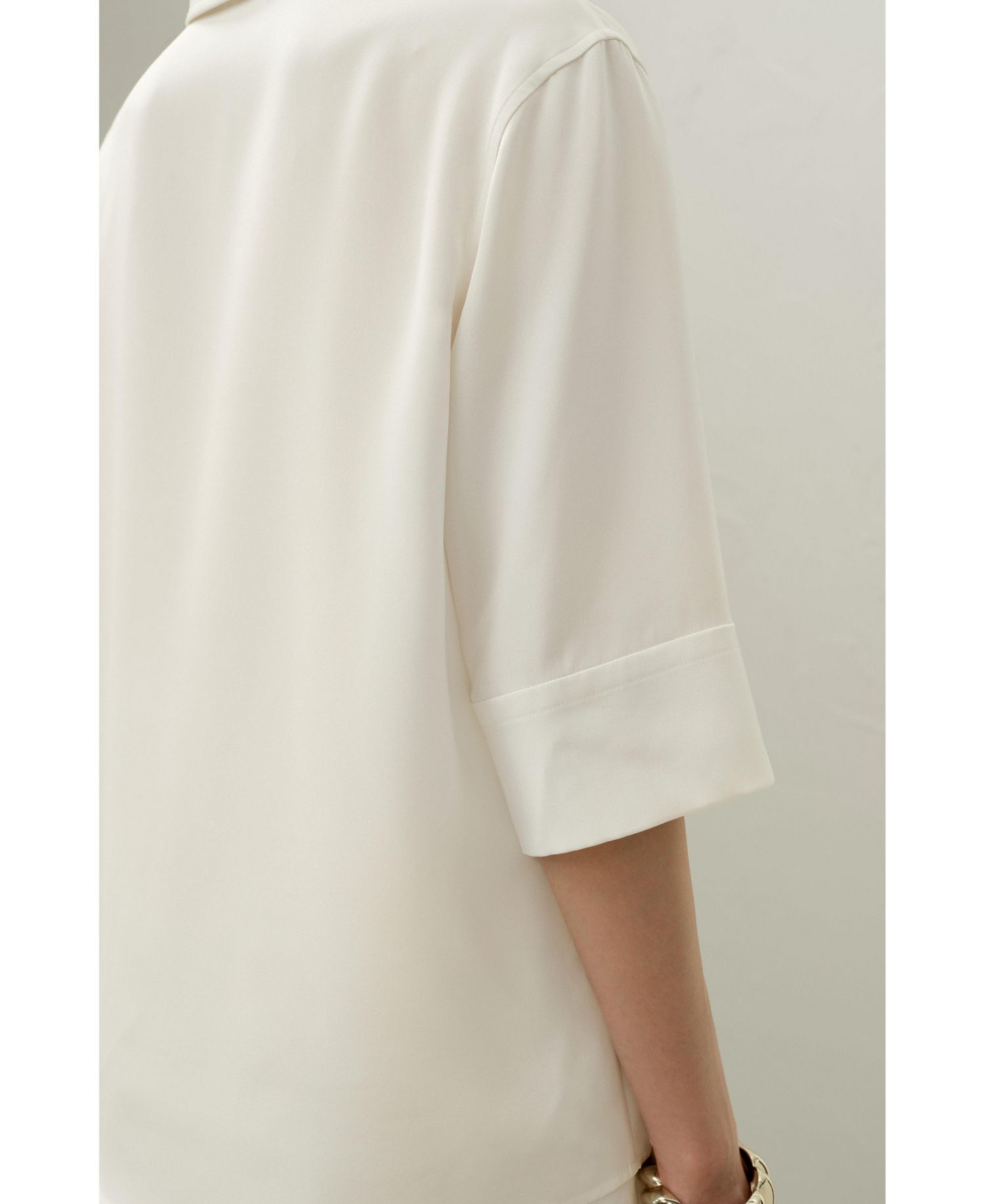Women's Heavy Silk Crepe Relaxed Half-Sleeve Shirt