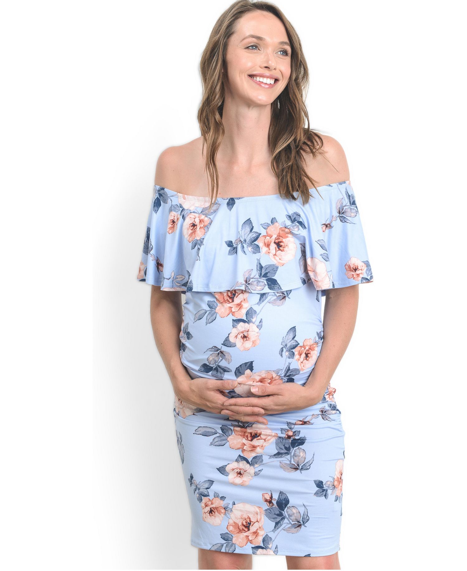 Women's Off-the-Shoulder Floral Ruffle Bodycon Dress