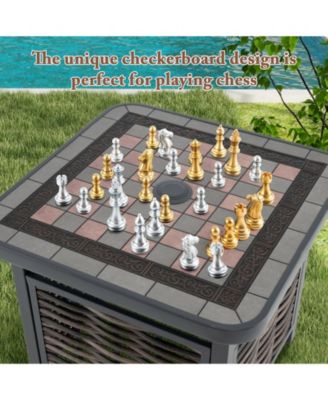 21.5-Inch Outdoor PE Rattan Side Table with Umbrella Hole, Square Design