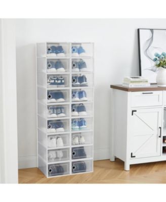 18 Pack Clear Shoe Storage Boxes with Front Doors