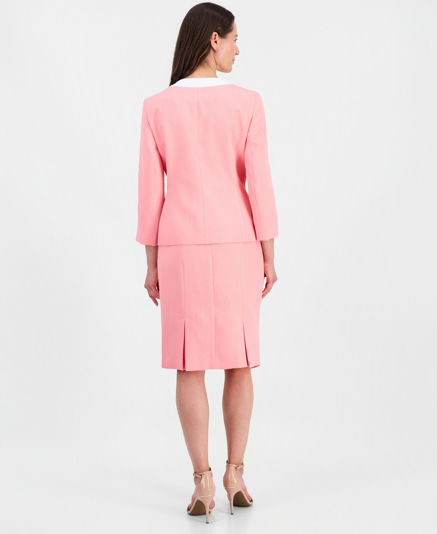 Women's Jewel-Neck Framed Jacket & Box-Pleat Pencil Skirt Suit