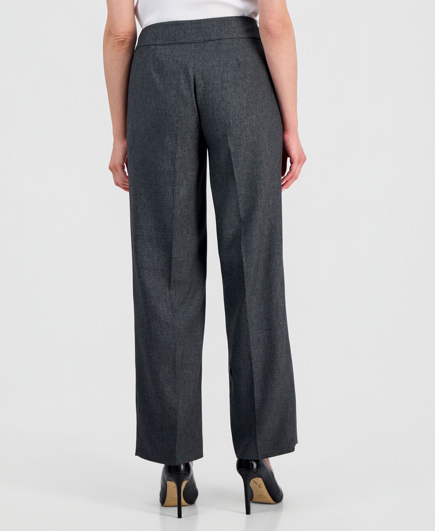 Женские комплекты Le Suit Four-Pocket Jacket & Fly-Front Wide-Leg Pants Suit, цвет: Серый разноцветный — фото 4