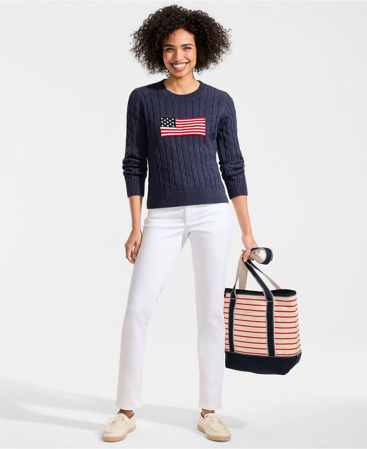 Women's American Flag Drifter Cable Sweater