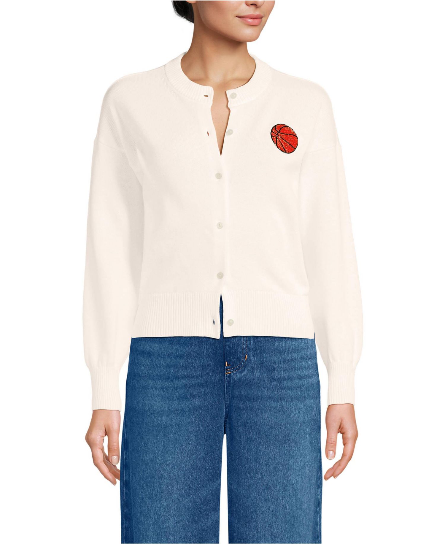 Women's Cotton Embellished Cardigan Sweater
