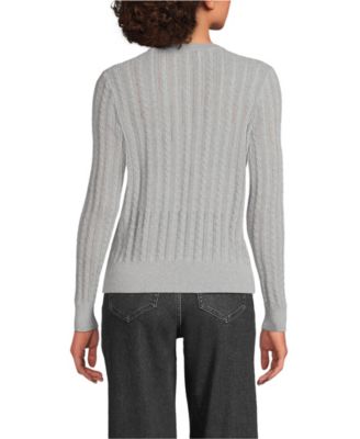 Women's Cotton Pointelle Modern Cardigan Sweater
