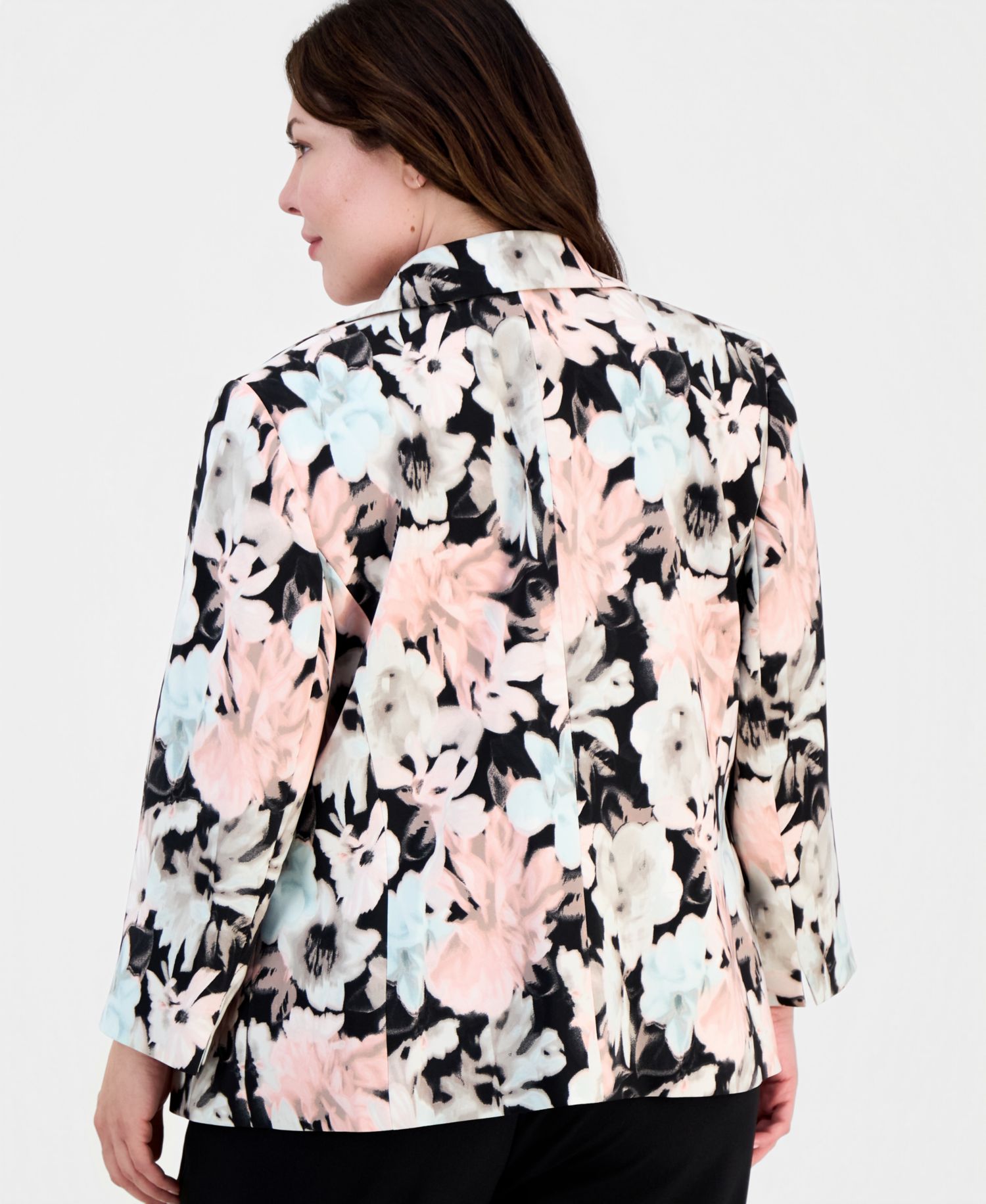 Plus Size Printed Two-Button Blazer