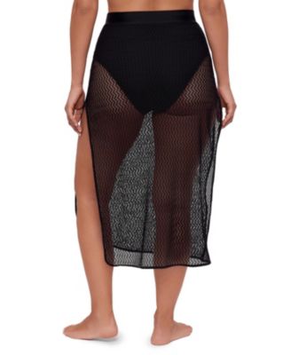 Women's Side Slit Crochet Swimsuit Coverup Skirt