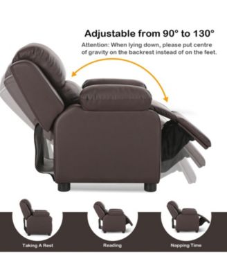 Kids Headrest Recliner Sofa with Flip-Up Storage Arms