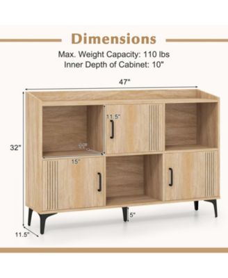 Sideboard Storage Cabinet with Doors and Open Compartments