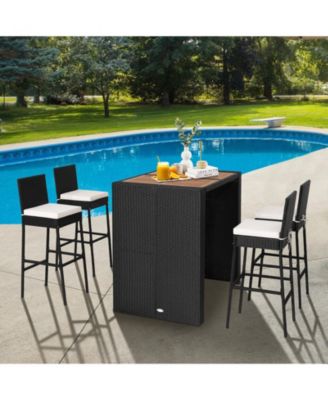 5-Piece Patio Acacia Wood Dining Set with Table and Chairs