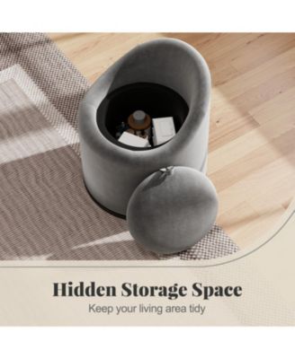 360-Degree Swivel Barrel Chair with Hidden Storage