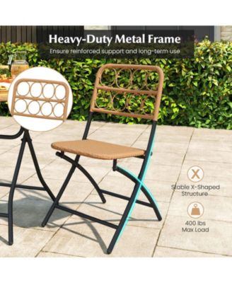 3 Piece Folding Patio Bistro Set with Round Table and Chairs