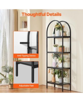 Metal Bookshelf, 4-Tier Arched Industrial Storage Unit for Living Room and Office