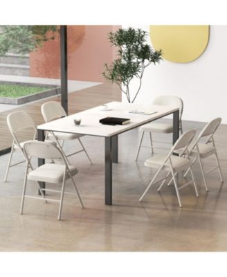 Foldable Padded Chair Set of 6 with Fabric Backrest and Metal Frame