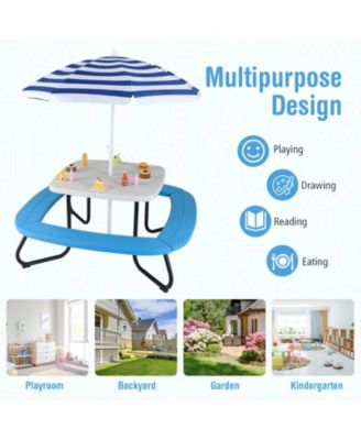 Toddler Outdoor Activity Table with Adjustable and Collapsible Umbrella.