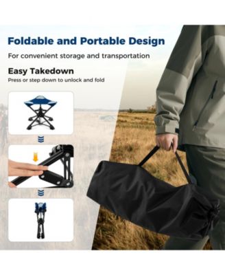 Folding Camping Stool Swivel Hunting Chair with Anti Sink Feet