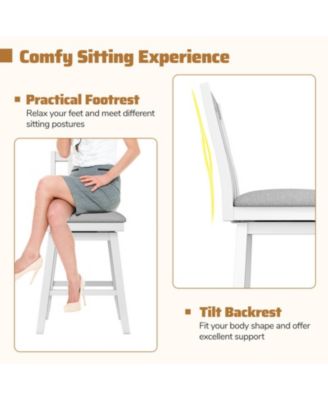 25 in Swivel Counter Height Bar Stools Set of 2 with Rubberwood Frame