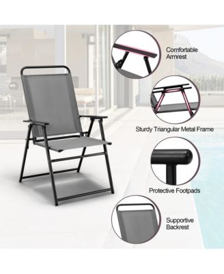 Set of 4 Folding Sling Chairs Portable chair w/ Dining Armrest Backrest Patio