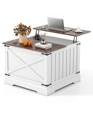 Lift Top Coffee Table Farmhouse Hidden Storage Compartment