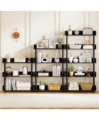 Five Tier Open Bookcase Industrial Storage Display Shelf