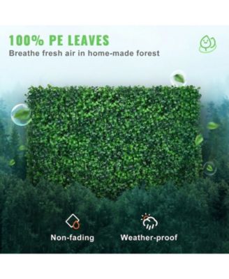 Boxwood Hedge Wall Panels Set of 12, 24" x 16", UV Protected for Garden