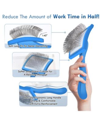 Dog Slicker Brush Grooming Kit Long Hair Detangles Mats Shedding Wooden Handle Combs