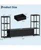 Diagram showing the dimensions and size of the TV stand.