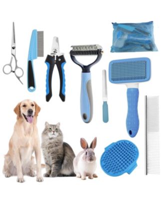 Pet Bath Grooming Kit with Hair Brush Towel Washing Gloves Shampoo Scrubber